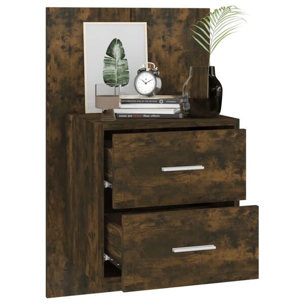 vidaXL Wall-mounted Bedside Cabinet Smoked oak Engineered wood