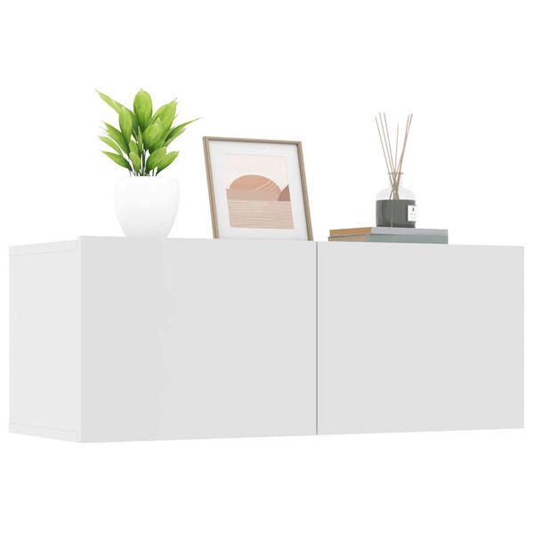 vidaXL TV Cabinet Set of 2 White Engineered Wood Medium TV Cabinet