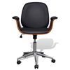 vidaXL Office Chair Black and Brown Faux Leather, Bent Wood, Chromed Iron
