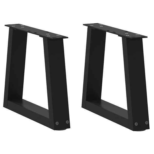 vidaXL Dining Table Leg Set of 2 Black Powder-coated steel Standard