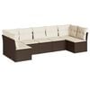 vidaXL Garden Sofa Set Brown and Cream PE Rattan 7 Piece Adjustable Feet
