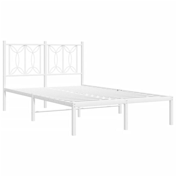 vidaXL Bed Frame White Steel Small Double Bed Frame Rectangular