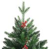 vidaXL Artificial Hinged Christmas Tree Green with Red PVC, PE, Metal