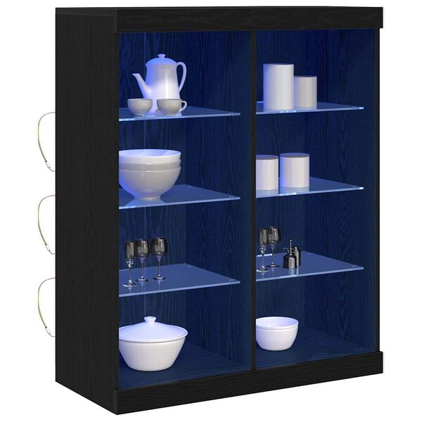 vidaXL LED Sideboard Black Oak 16.14 x 14.57 x 39.37 in