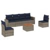 vidaXL 7 Piece Patio Sofa Set with Cushions Gray Poly Rattan