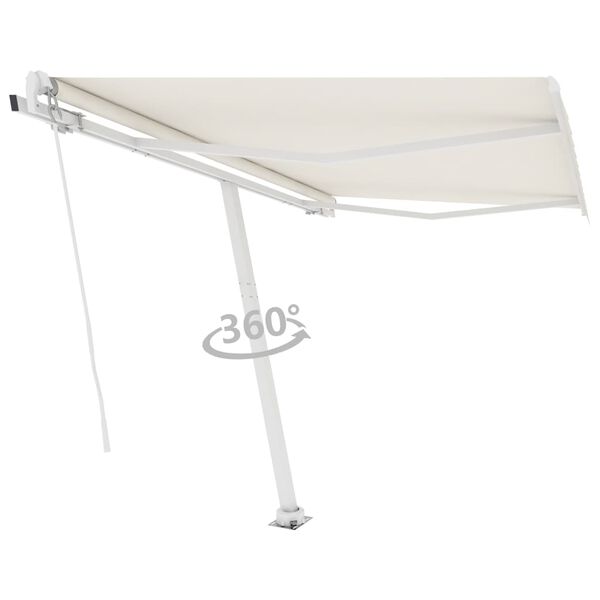 vidaXL Retractable Awning Cream Aluminum, Polyester with PU coating