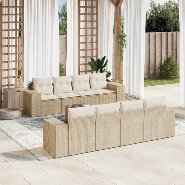 vidaXL Garden Sofa Set Beige PE rattan Medium Modular Garden Sofa Set