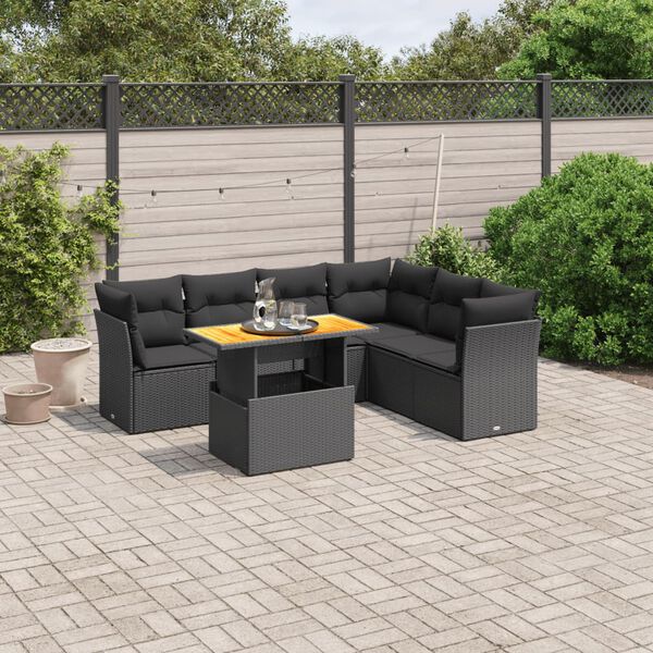 vidaXL Garden Sofa Set Black