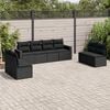 vidaXL Garden Sofa Set Black Poly Rattan Large Adjustable Feet