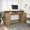 vidaXL Desk with LED Lights Artisian Oak 63.0x21.7x35.8" Engineered Wood