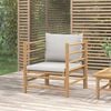 vidaXL Garden Sofa Light grey, Natural bamboo Bamboo, 100% Polyester