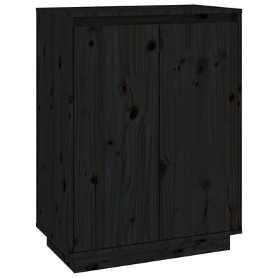 vidaXL Shoe Cabinet Black 23.6"x13.8"x31.5" Solid Wood Pine