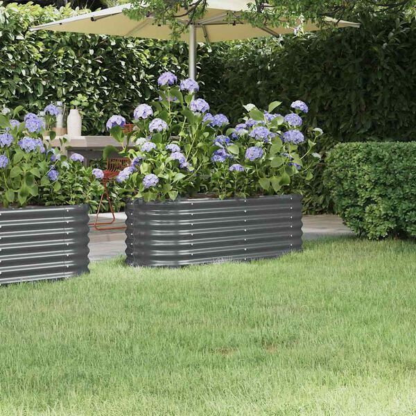vidaXL Garden Raised Bed Anthracite Powder-coated steel Medium Durable