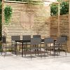 vidaXL Garden Dining Set Black, Grey Steel, PE Rattan Medium Stackable