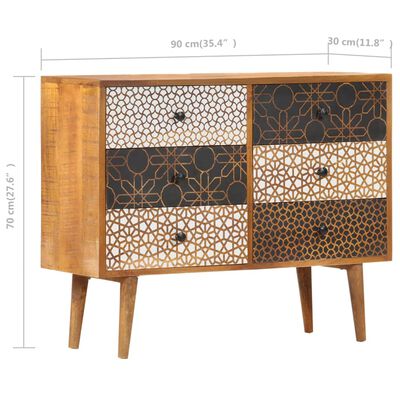 vidaXL Sideboard with Printed Pattern 35.4"x11.8"x27.6" Solid Mango Wood