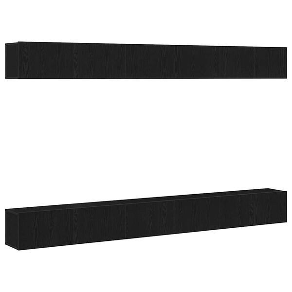 vidaXL TV Cabinet Set Wall-mounted Black Oak Engineered Wood