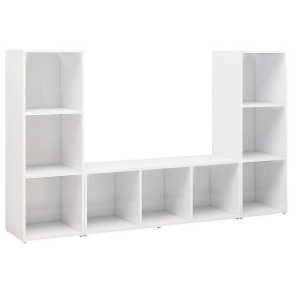 vidaXL TV Stands 3 Pcs White 42.1"x13.8"x14.6" Engineered Wood