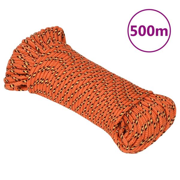 vidaXL Boat Rope Orange 0.20 " 1640.4 ' Polypropylene