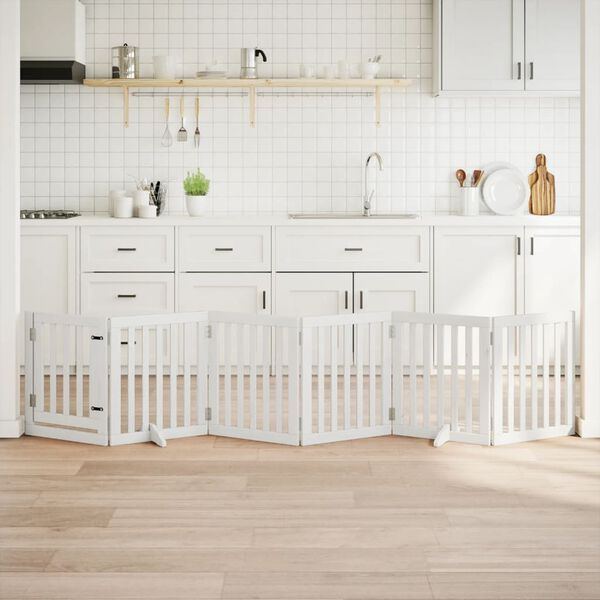 vidaXL Dog Gate Set of 6 White Solid Poplar wood 118.1 in Foldable