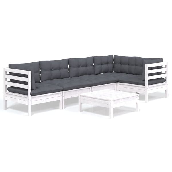 vidaXL Garden Lounge Set White, Anthracite