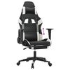 vidaXL Gaming Chair with Footrest Black and White Faux Leather