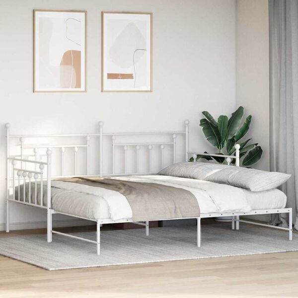 vidaXL Daybed Frame with Headboard White 35.4" x 78.7" Steel