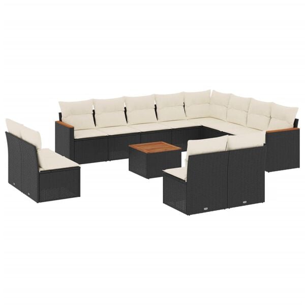 vidaXL Garden Sofa Set Black