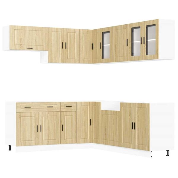 vidaXL Kitchen Cabinet Set Sonoma oak Engineered wood, glass Large