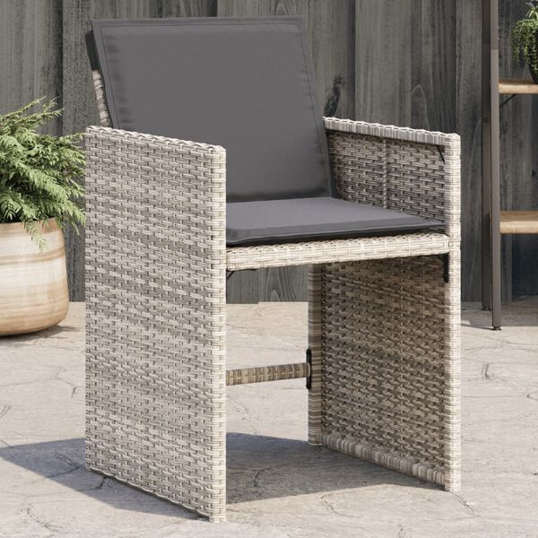 vidaXL Garden Chair Set of 4 Light Grey PE rattan, powder-coated steel