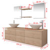 vidaXL Bathroom Cabinet Beige, White, Silver Engineered wood, Ceramic, Brass