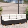 vidaXL Garden Sofa Set of 3 Black PE rattan Large Modular