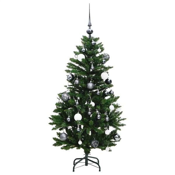 vidaXL Artificial Hinged Christmas Tree 150 LEDs & Ball Set 59.1"