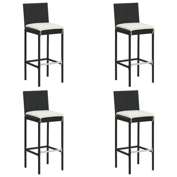 vidaXL Garden Bar Set Black PE rattan, powder-coated steel, polyester