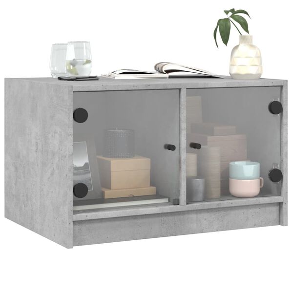 vidaXL Coffee Table Concrete Grey Engineered Wood, Glass Medium