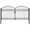vidaXL Fence Gate Double Door with Arched Top Steel 118.1x59.1" Black