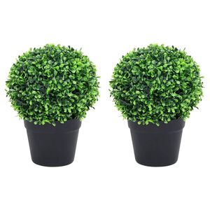 vidaXL Artificial Plant Set of 2 Green Polyethylene Small