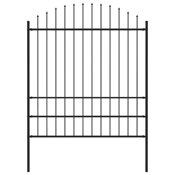 vidaXL Garden Fence with Spear Top Steel 71.3"x78.7" Black