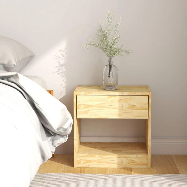 vidaXL Bedside Cabinet Light Brown Solid Pinewood 15.7x12.2x15.7 in