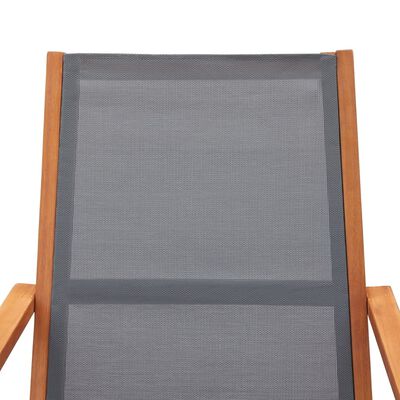 vidaXL Patio Lounge Chair Gray Solid Eucalyptus Wood and Textilene