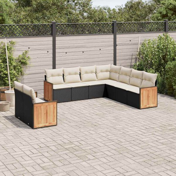 vidaXL Garden Sofa Set Black PE rattan Large Modular Garden Sofa Set
