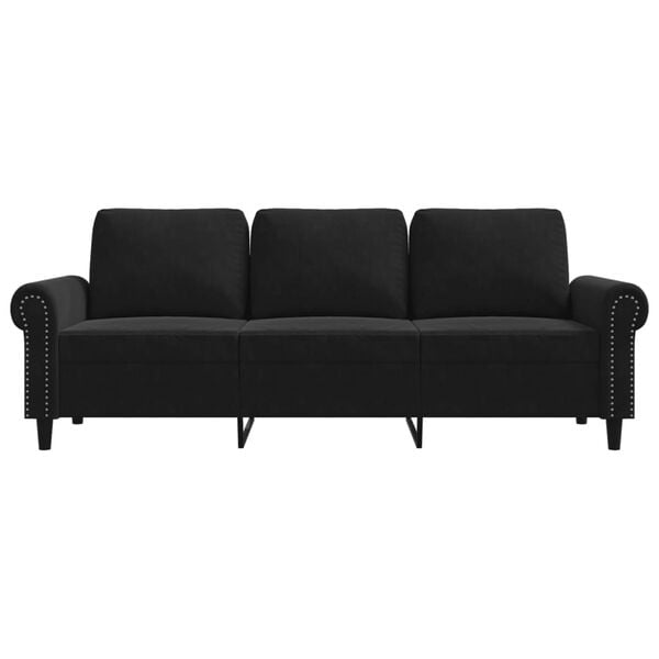 vidaXL 3-seater Sofa Black Velvet 3-seater 3-Seater Sofa Rectangular