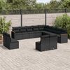 vidaXL Garden Sofa Set Black PE Rattan, Powder-Coated Steel, Fabric Large