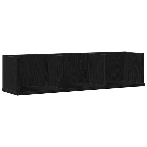 vidaXL Wall Shelf Black Oak 29.53 x 7.09 x 7.09 in Engineered Wood
