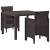 vidaXL Garden Dining Set 3 pcs Brown Polt rattan
