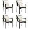 vidaXL Garden Dining Set Black and Cream White Poly Rattan 5-Piece Set