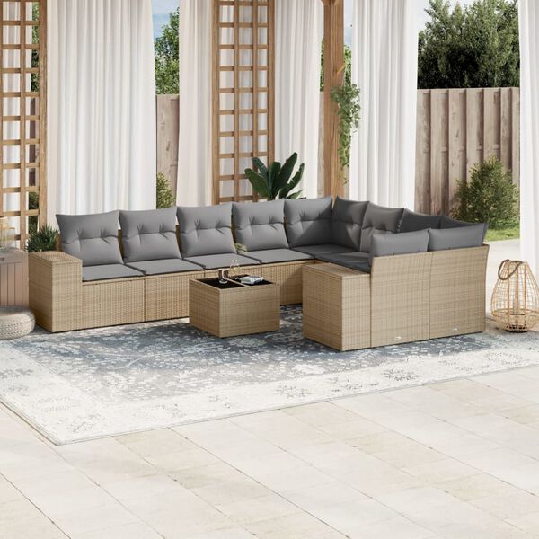 vidaXL Garden Sofa Set Beige, Light Gray