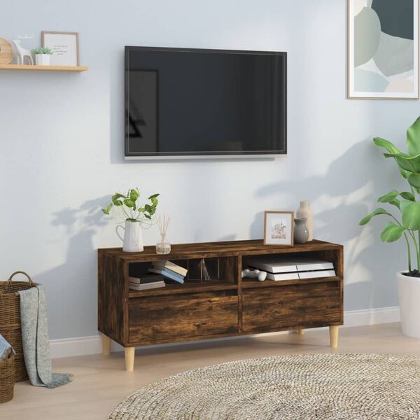 vidaXL TV Cabinet Smoked Oak Engineered wood, Eucalyptus wood
