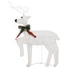 vidaXL Reindeer And Sleigh Christmas Decoration Set of 4 White Mesh, Metal