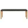 vidaXL Garden Bench Black, Natural Wood Poly Rattan, Solid Acacia Wood