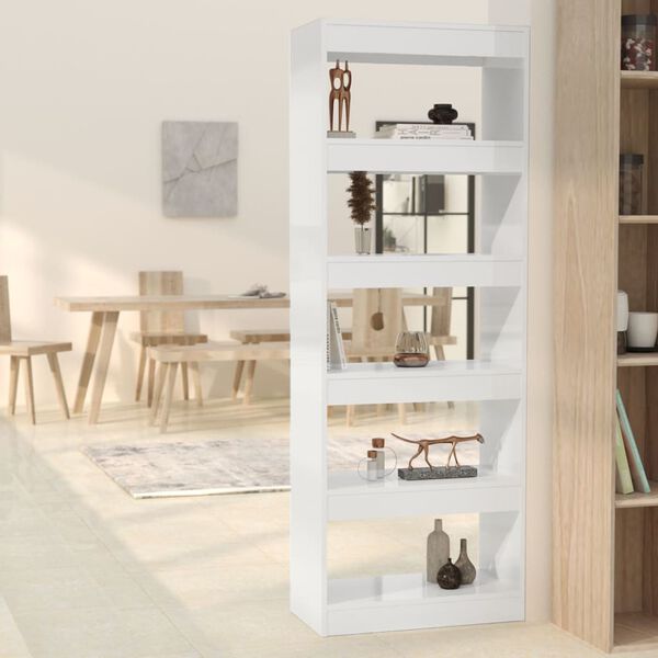vidaXL Book Cabinet High gloss white Engineered wood Large Book Cabinet